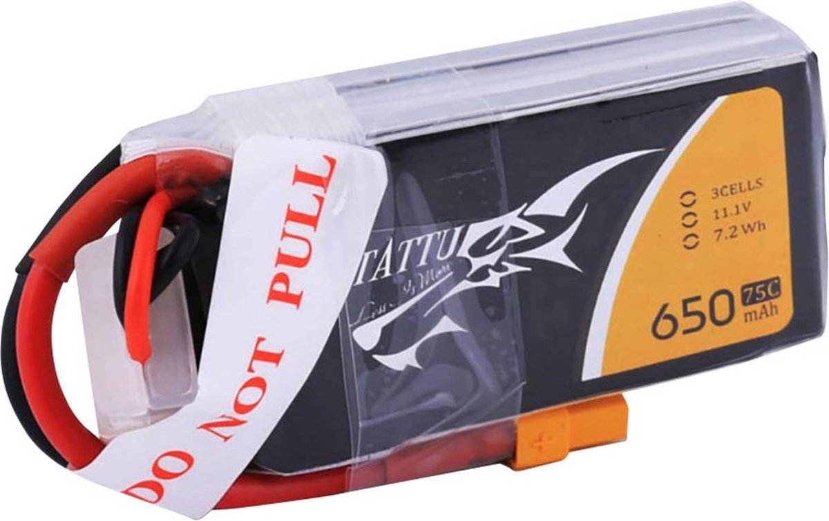 Tattu LiPo accupack 11.1 V 650 mAh Aantal cellen: 3 75 C Softcase XT30