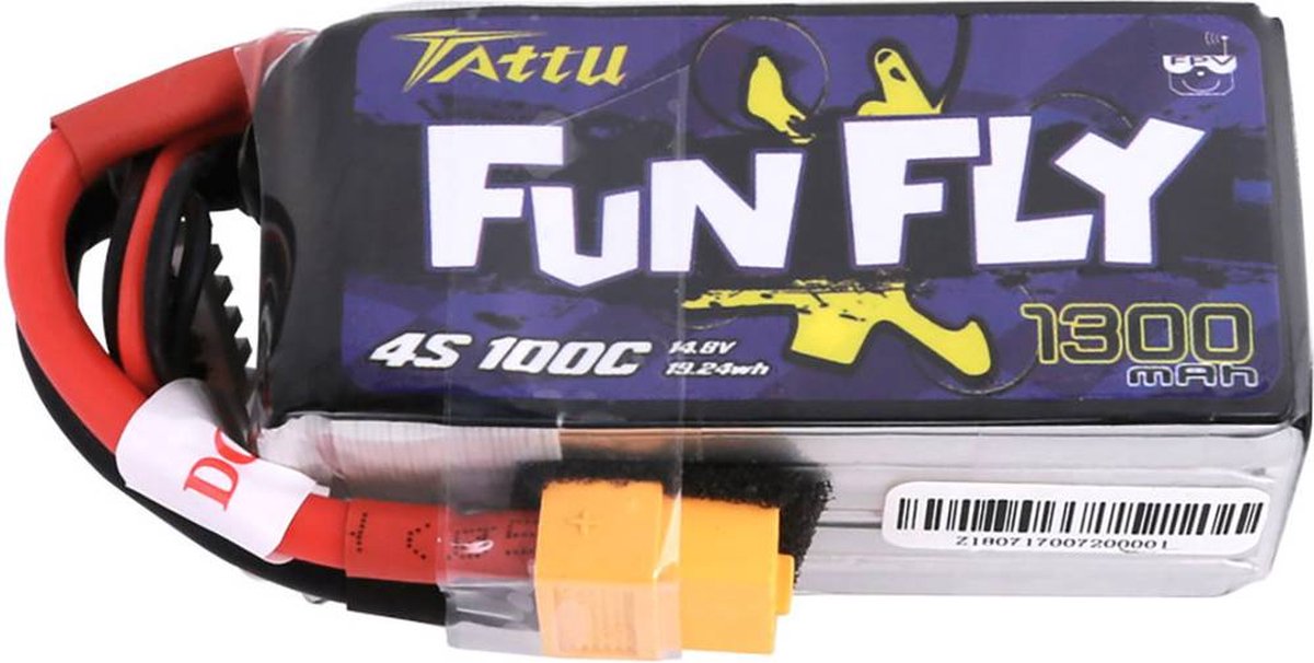 Tattu LiPo accupack 14.8 V 1300 mAh Aantal cellen: 4 100 C Softcase XT60