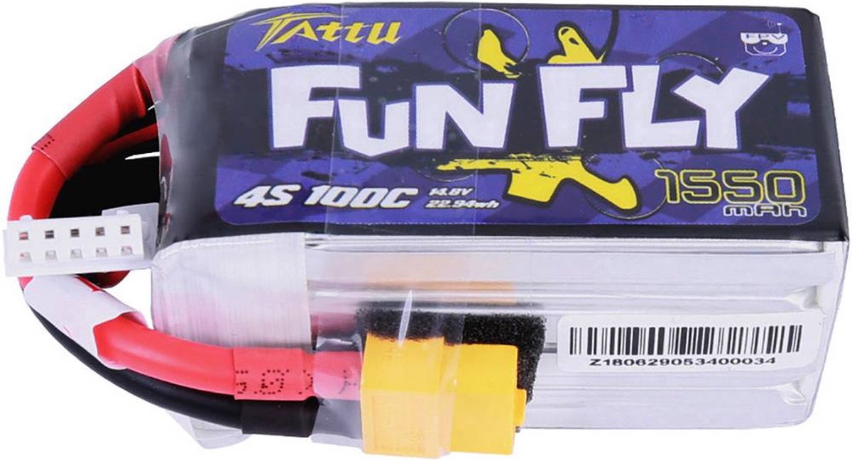 Tattu LiPo accupack 14.8 V 1550 mAh Aantal cellen: 4 100 C Softcase XT60