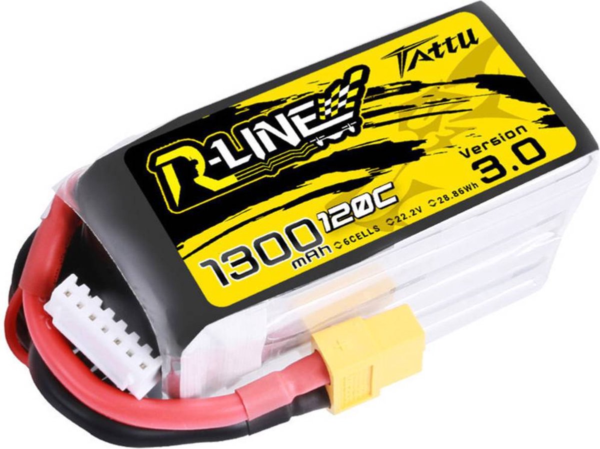 Tattu LiPo accupack 22.2 V 1300 mAh Aantal cellen: 6 120 C Softcase XT60