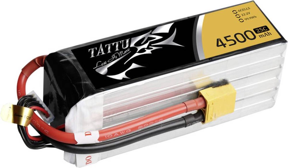 Tattu LiPo accupack 22.2 V 4500 mAh Aantal cellen: 6 Softcase XT90