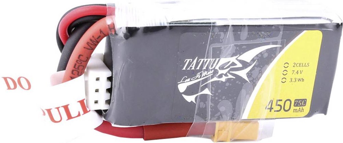 Tattu LiPo accupack 7.4 V 450 mAh Aantal cellen: 2 75 C Softcase XT30