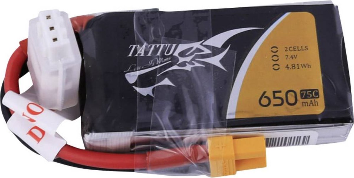 Tattu LiPo accupack 7.4 V 650 mAh Aantal cellen: 2 75 C Softcase XT30