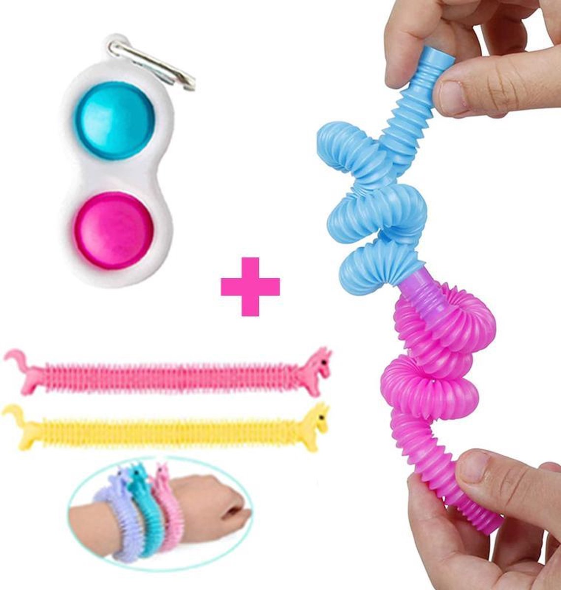 Fidget toy pakket onder de 15 euro - 5 delig - Simpel Dimpl - Fidget tube - Unicorn noodles