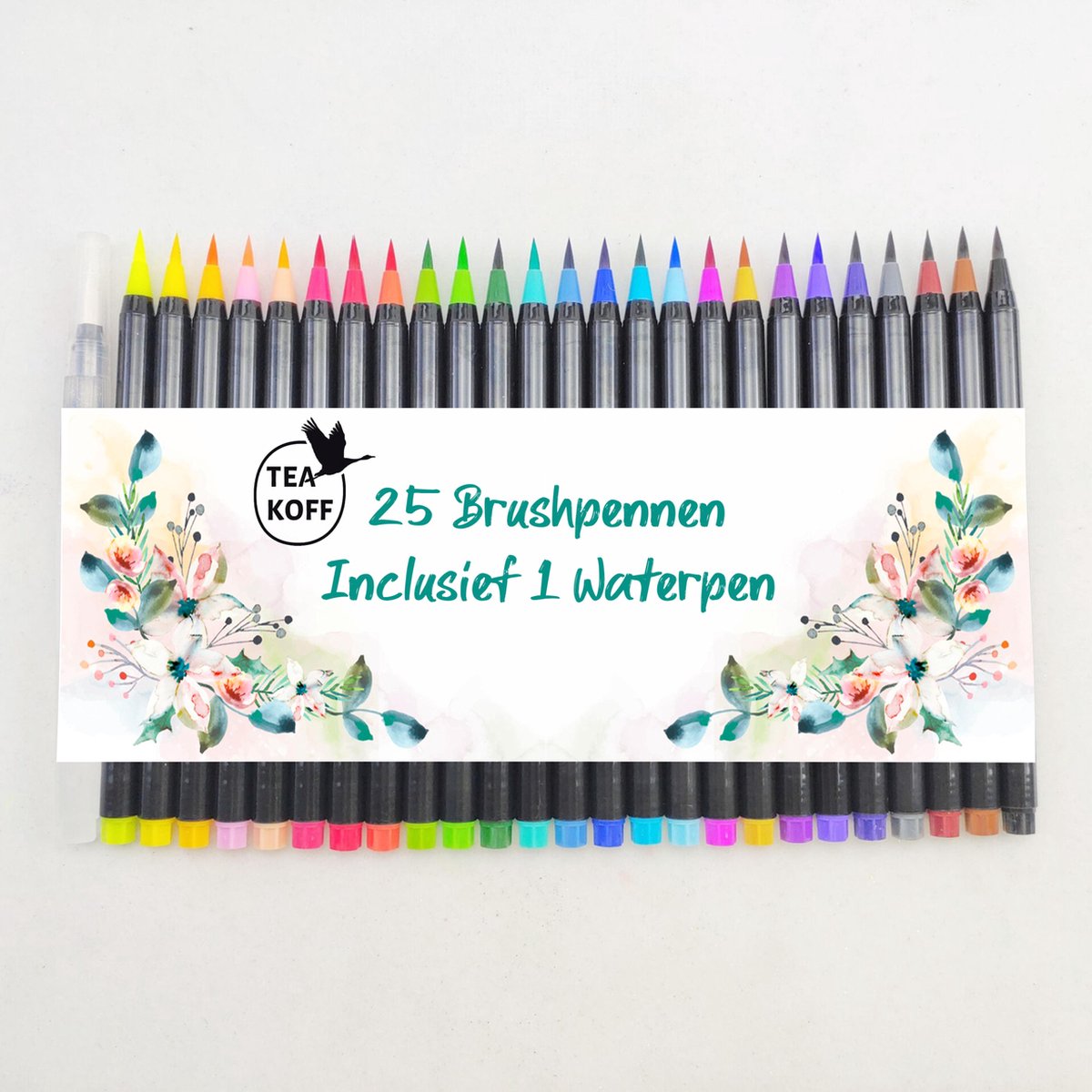 Premium brush pennen - brush pen set met penseelpunt - 25 kleuren - 1 hervulbare waterpen - journal pennen - aquarel - handlettering - kalligrafie