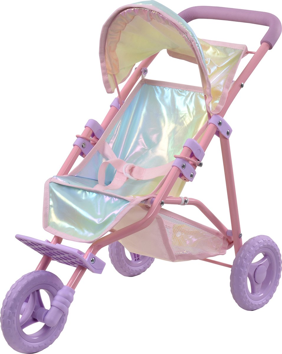 Olivias Little World van   Magical Dreamland Baby Doll Kinderwagen Jogging Wandelwagen Speelgoed met opbergruimte voor poppen, veelkleurig iriserend OL-00016