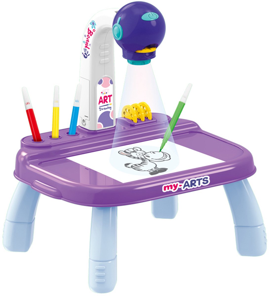  , Mini bureau met beelprojector - Art Project model, Paars