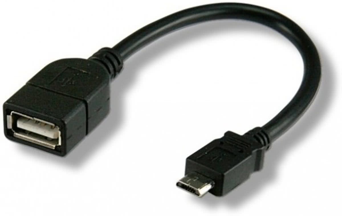 Techly 0.2m USB 2.0 Micro B - USB 2.0 A M/F 0.2m Micro-USB B USB A Mannelijk Vrouwelijk Zwart USB-kabel