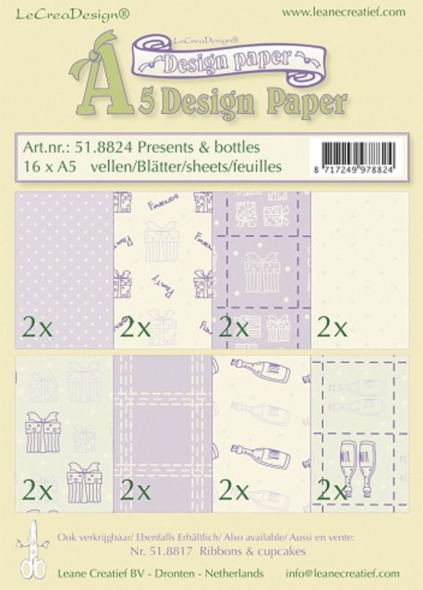 Design papier assortiment presents & bottles 16xA5