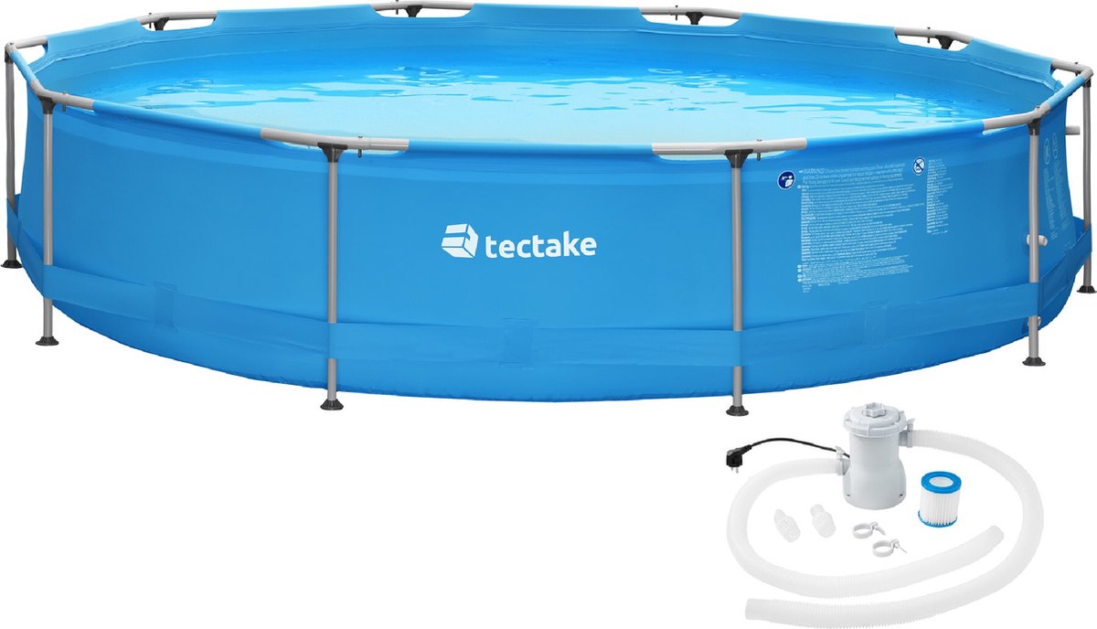 TecTake® Zwembad XL - Rond Zwembad - Frame Zwembad - Opzetzwembad - Frame Pool - Incl. Filter - 360x76 cm - Blauw