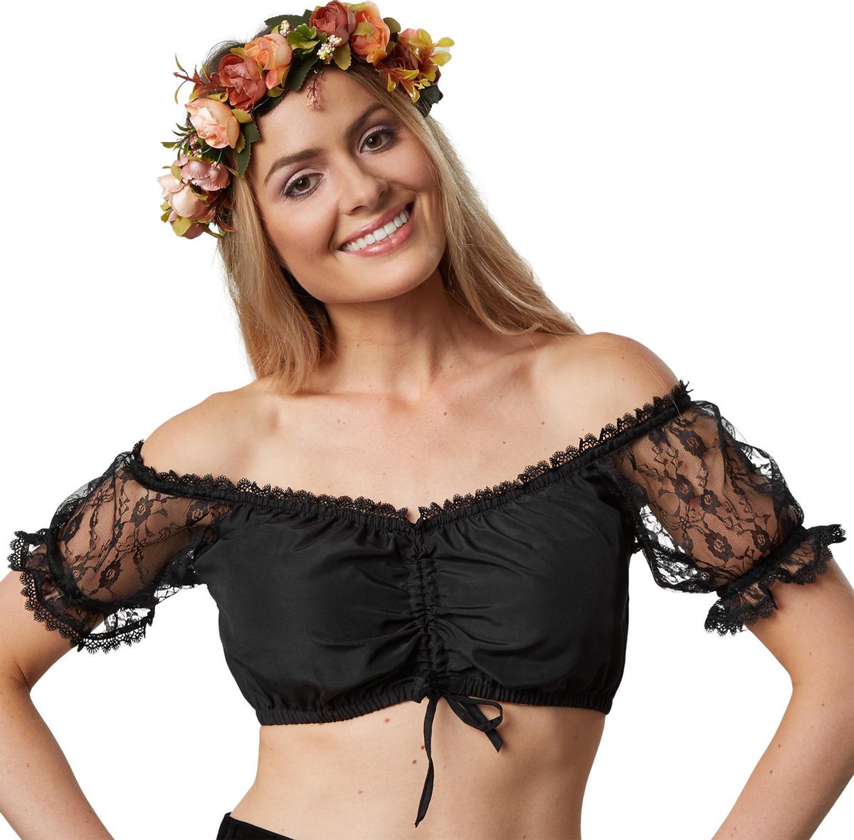 dressforfun - Dirndlblouse Maria XXL  -  verkleedkleding kostuum halloween verkleden feestkleding carnavalskleding carnaval feestkledij partykleding - 303069