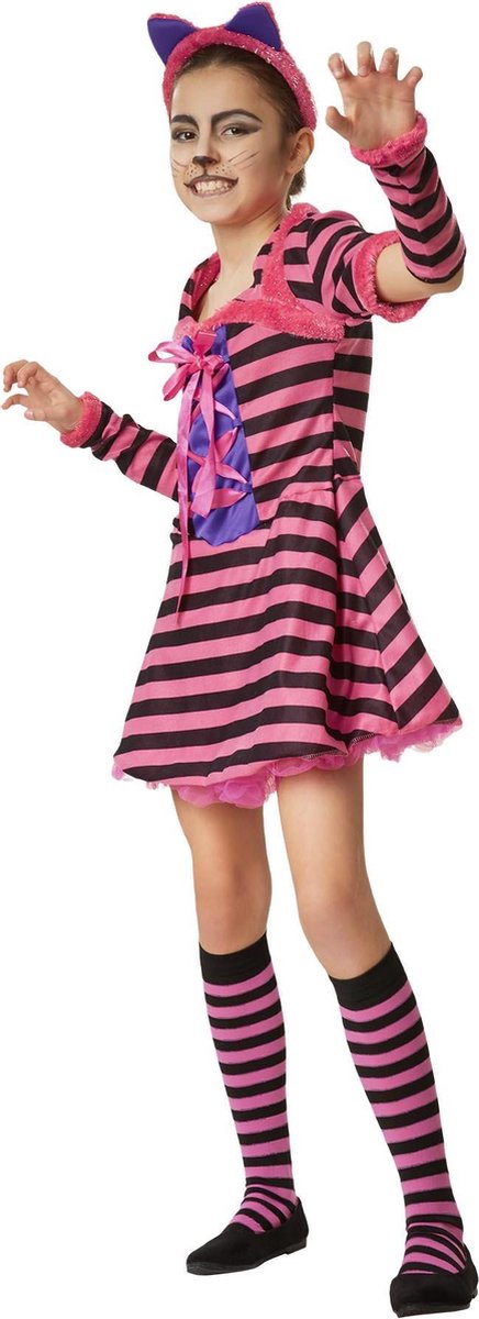 dressforfun - Galant grijnzend katje 140 (9-10y)  - verkleedkleding kostuum halloween verkleden feestkleding carnavalskleding carnaval feestkledij partykleding - 302464