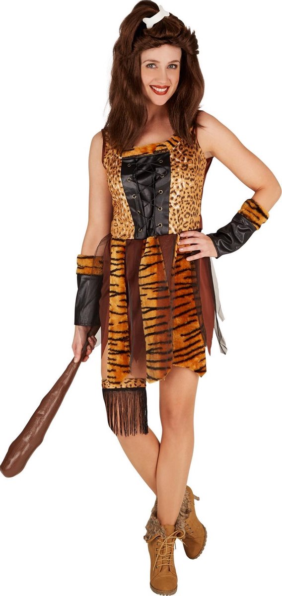 dressforfun - Jagerin uit het stenen tijdperk XL  -  verkleedkleding kostuum halloween verkleden feestkleding carnavalskleding carnaval feestkledij partykleding - 301332