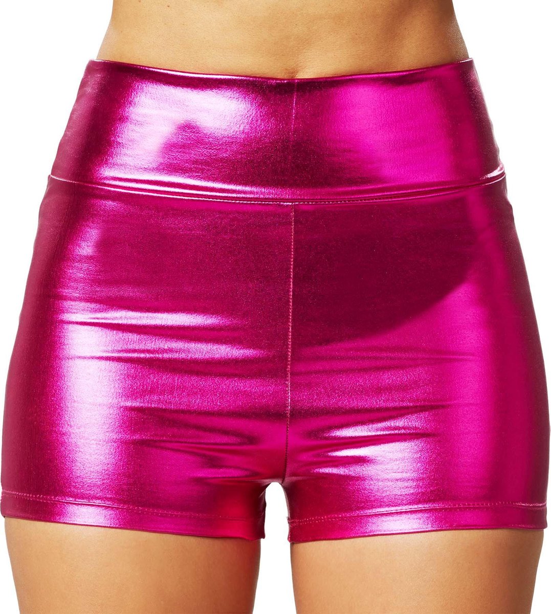 dressforfun - Metallic hotpants pink XL -  verkleedkleding kostuum halloween verkleden feestkleding carnavalskleding carnaval feestkledij partykleding - 303590