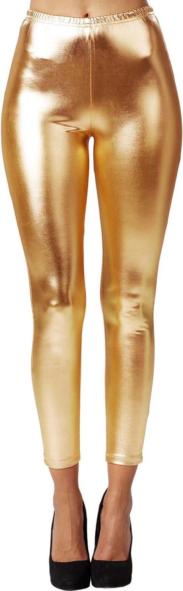 dressforfun - Metallic legging goud L -  verkleedkleding kostuum halloween verkleden feestkleding carnavalskleding carnaval feestkledij partykleding - 303594