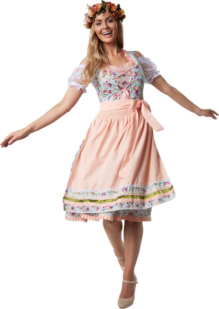 dressforfun - Midi-Dirndl Erding model 2 L  - verkleedkleding kostuum halloween verkleden feestkleding carnavalskleding carnaval feestkledij partykleding - 304637