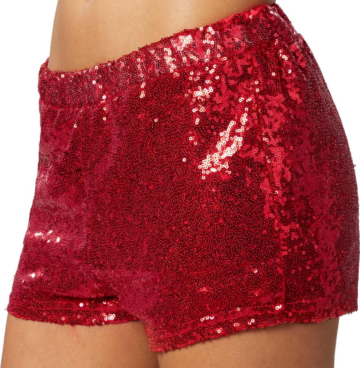 dressforfun - Pailletten-short rood S -  verkleedkleding kostuum halloween verkleden feestkleding carnavalskleding carnaval feestkledij partykleding - 303911