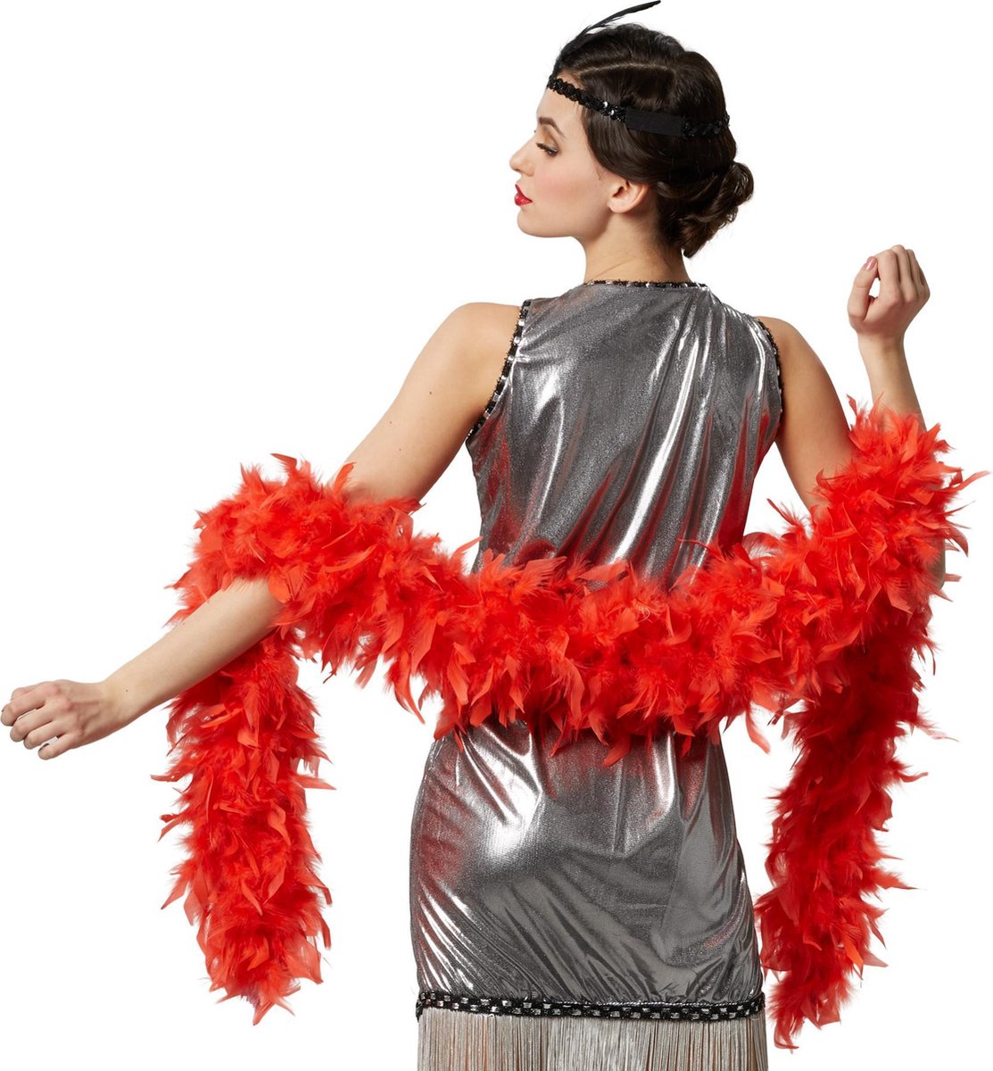 dressforfun - Pluizige verenboa rood  - verkleedkleding kostuum halloween verkleden feestkleding carnavalskleding carnaval feestkledij partykleding - 303401