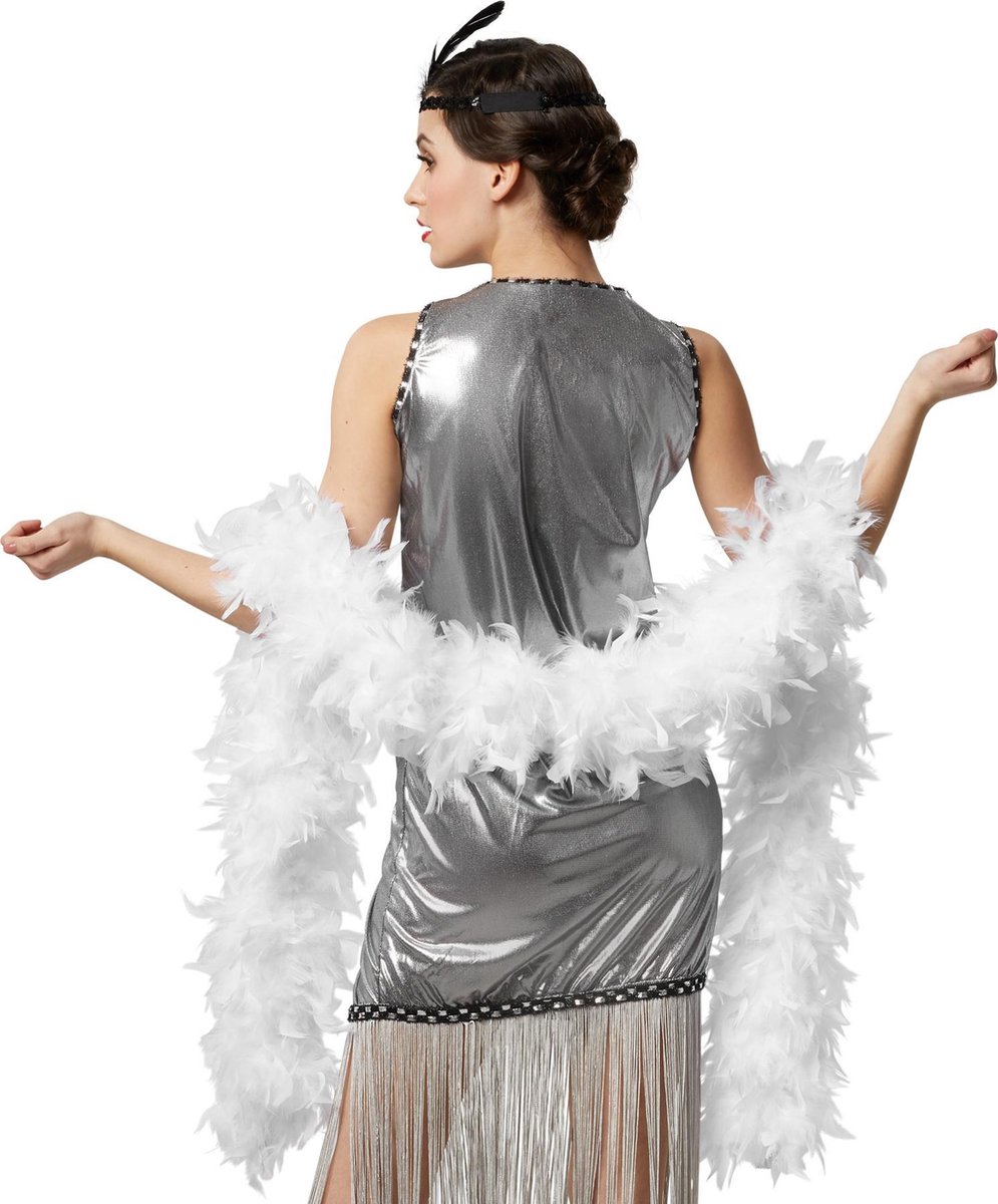 dressforfun - Pluizige verenboa wit  - verkleedkleding kostuum halloween verkleden feestkleding carnavalskleding carnaval feestkledij partykleding - 303400