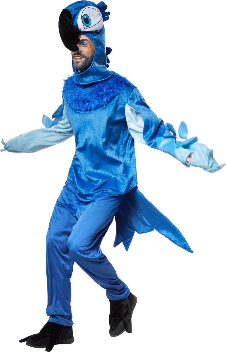 dressforfun - Prachtige blauwe ara L  - verkleedkleding kostuum halloween verkleden feestkleding carnavalskleding carnaval feestkledij partykleding - 302510