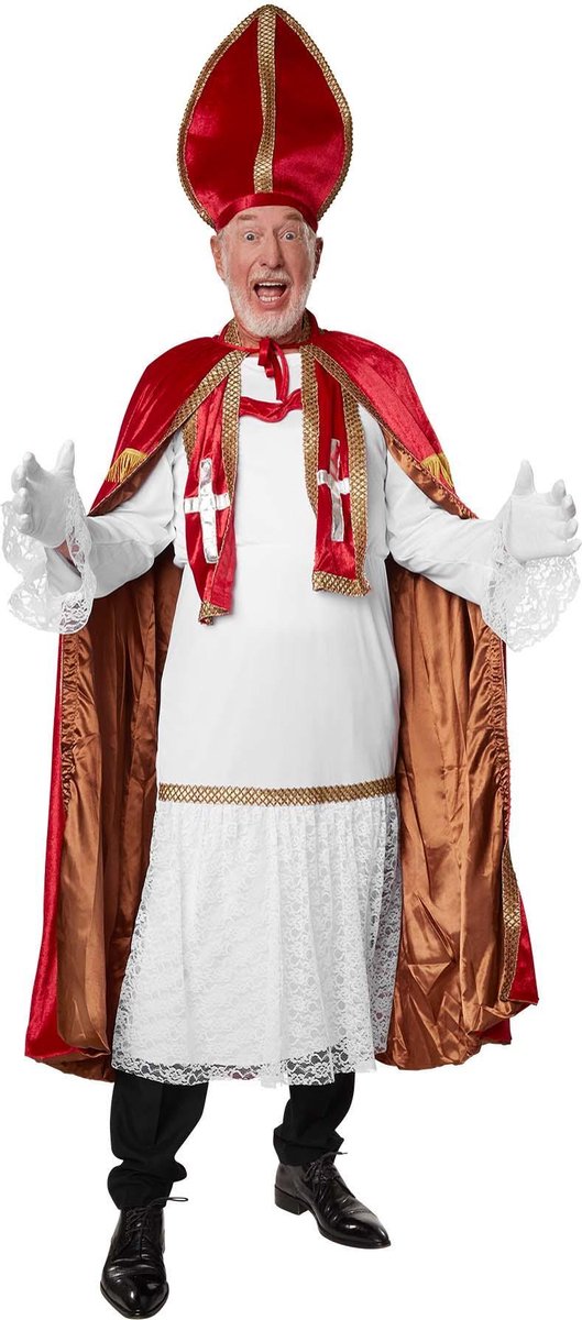 dressforfun - Sint-Niklaas-set donkerrood L  -  verkleedkleding kostuum halloween verkleden feestkleding carnavalskleding carnaval feestkledij partykleding - 303460