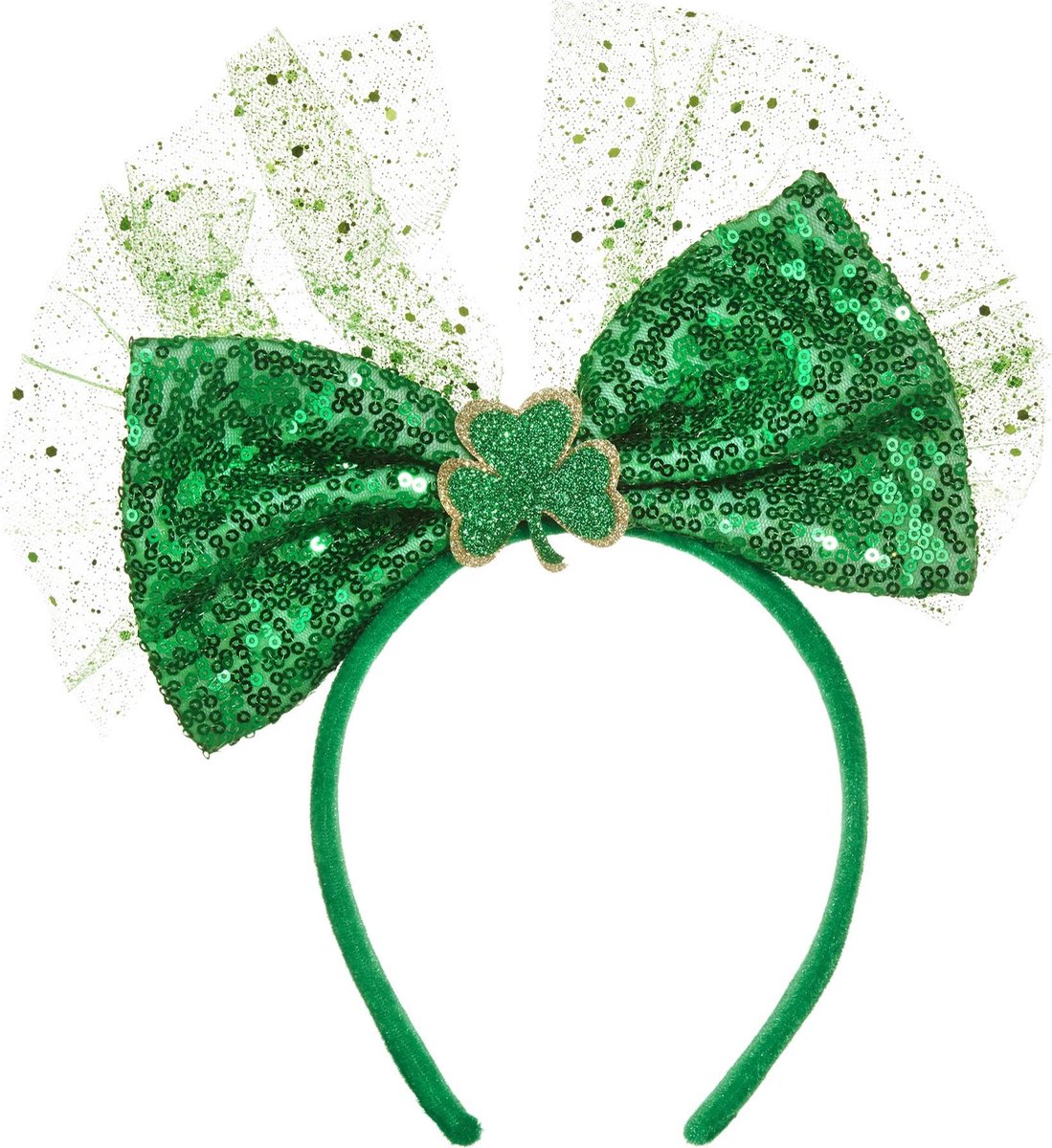 dressforfun - St. Patrick’s Day Hoofddeksel strik met pailletten   - verkleedkleding kostuum halloween verkleden feestkleding carnavalskleding carnaval feestkledij partykleding - 302550