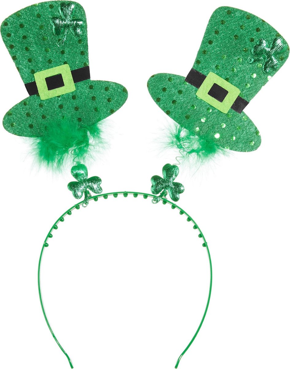 dressforfun - St. Patrick’s Day Hoofddeksel tekst met veren   - verkleedkleding kostuum halloween verkleden feestkleding carnavalskleding carnaval feestkledij partykleding - 302546