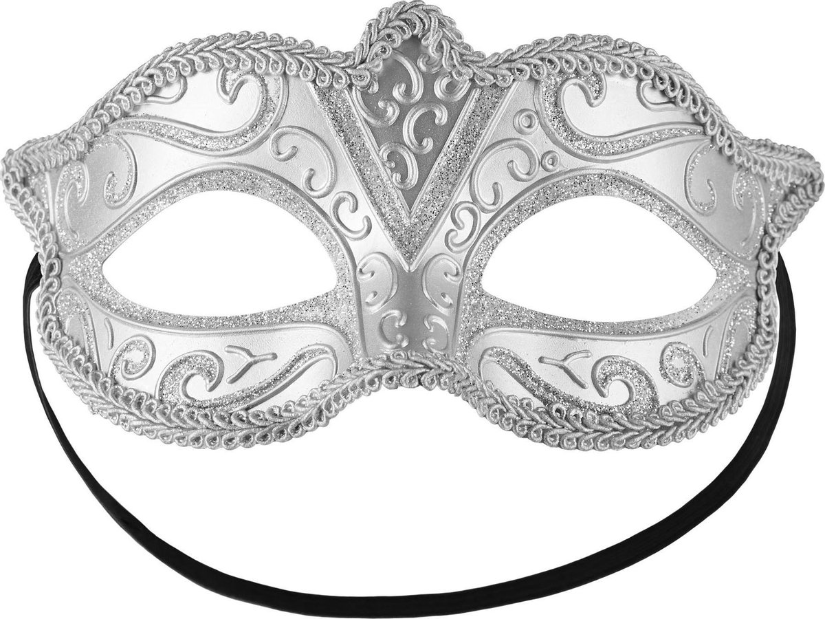 dressforfun - Venetiaans masker met patroon zilver  -  verkleedkleding kostuum halloween verkleden feestkleding carnavalskleding carnaval feestkledij partykleding - 303528