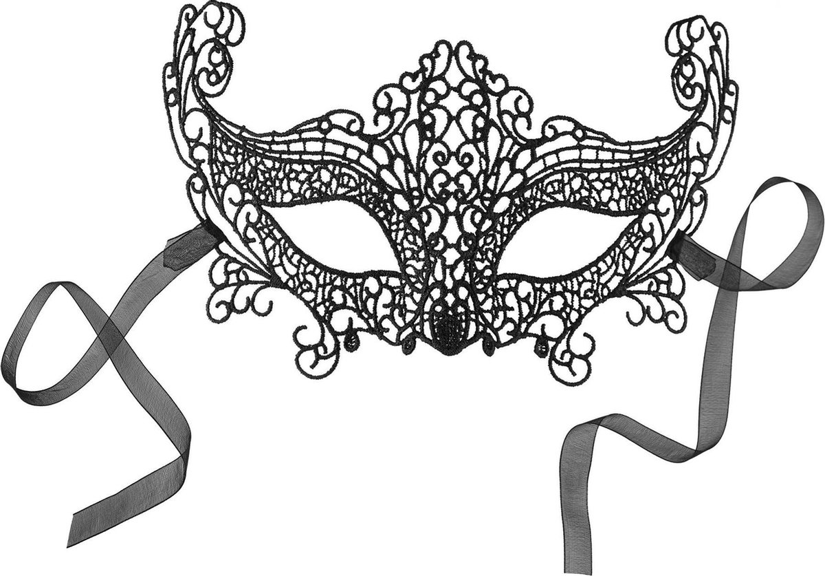 dressforfun - Zwart kanten masker pauw   -  verkleedkleding kostuum halloween verkleden feestkleding carnavalskleding carnaval feestkledij partykleding - 303523