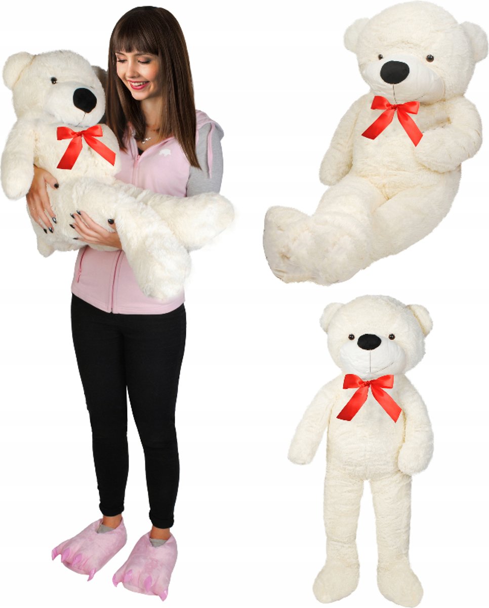 XXL Mega Teddybeer - Beer Knuffel - Grote Reuze Pluche Knuffelbeer - Luxe Teddy Bear Groot - 100cm - Wit