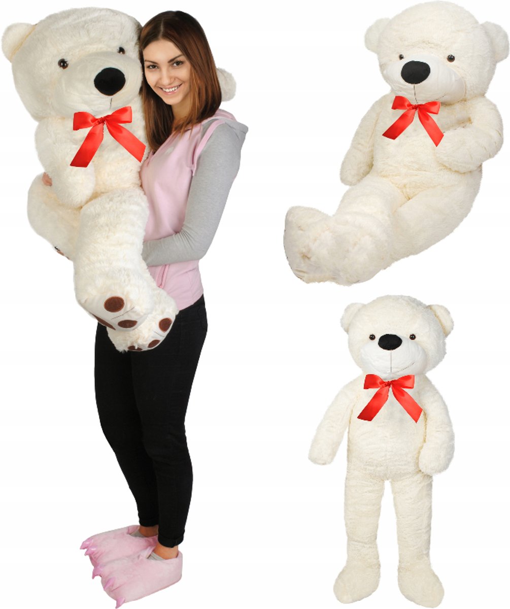 XXL Mega Teddybeer - Beer Knuffel - Grote Reuze Pluche Knuffelbeer - Luxe Teddy Bear Groot - 160cm - Wit