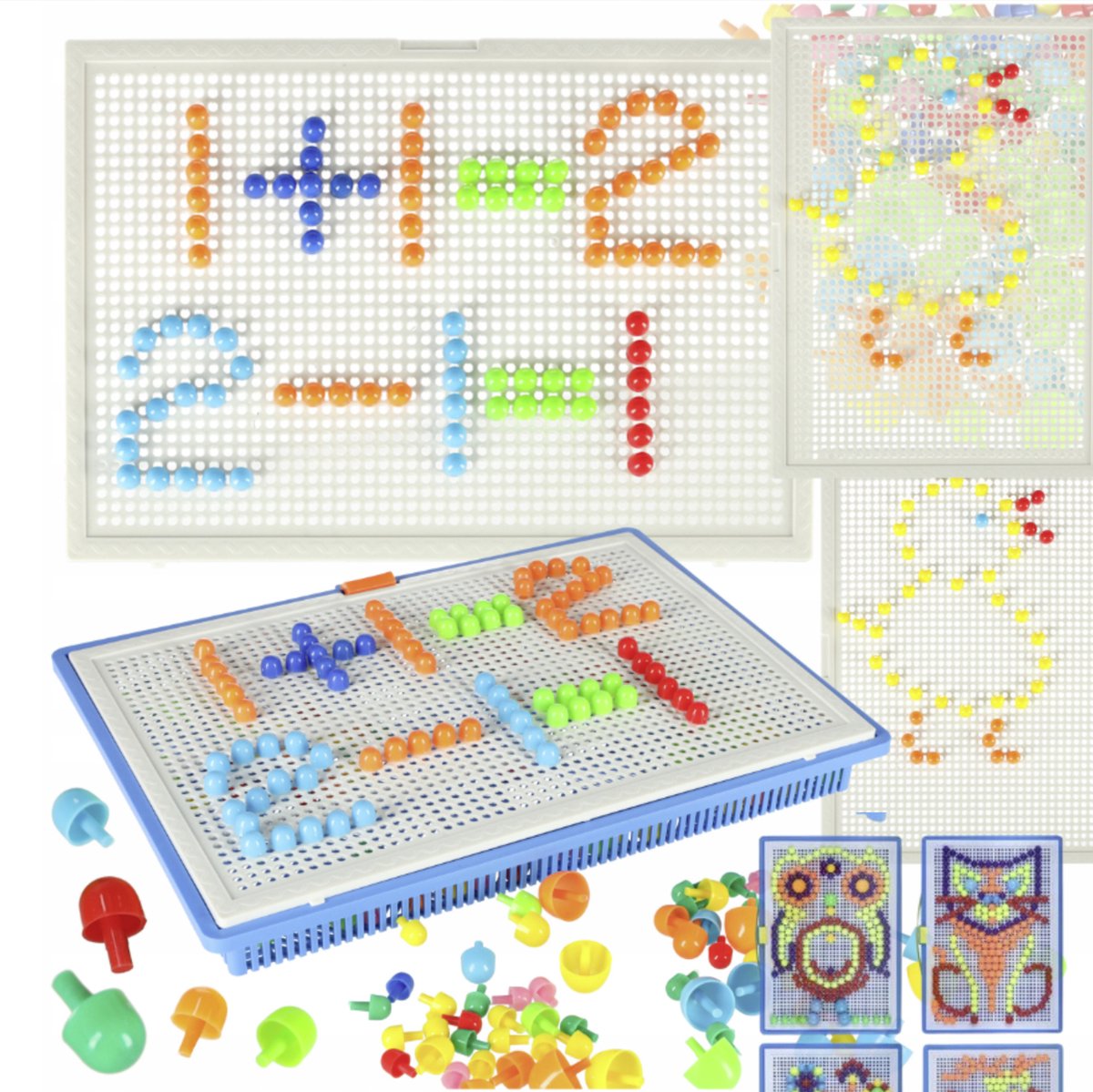 Teedz - Educatieve Knopjespuzzel - Mushroom pin puzzel - Kleurrijk Speelgoed voor Kinderen - Vanaf 2 jaar - Educatief - Motoriek Minimale aantal spelers