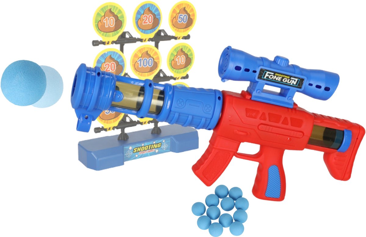   - Foam Blaster Schietspel - 12 Foamkogels - Doelwit Schietset - Kindvriendelijk Schietspel voor Jongens & Meisjes - Speelgoed vanaf 3 Jaar - Richten