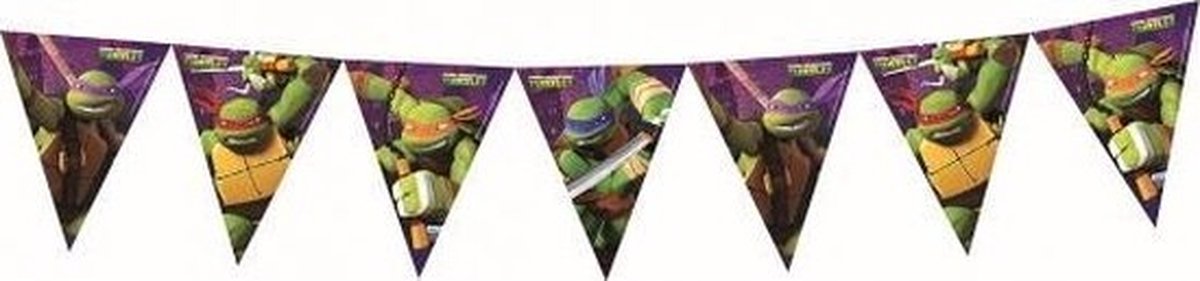 Ninja Turtles - Vlaggenlijn - Slinger - Vlaggetjeslijn - 360 Cm - Plastic - Kinderfeest - Versiering - Verjaardag - Binnen - Buiten.