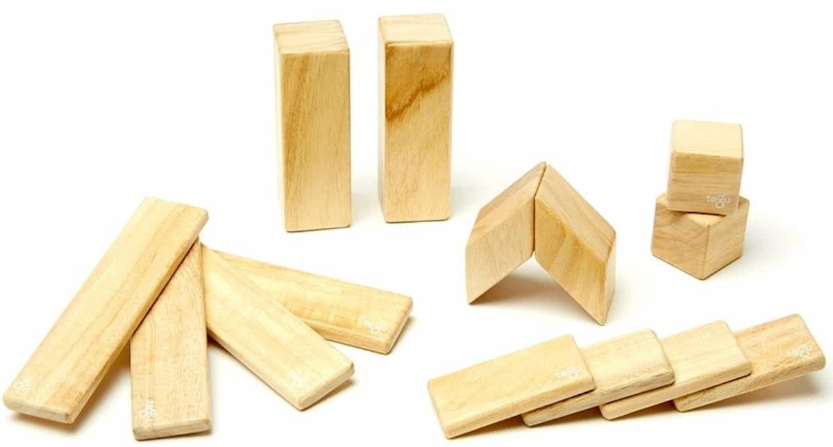 14 Piece   Magnetic Wooden Block Set Natural