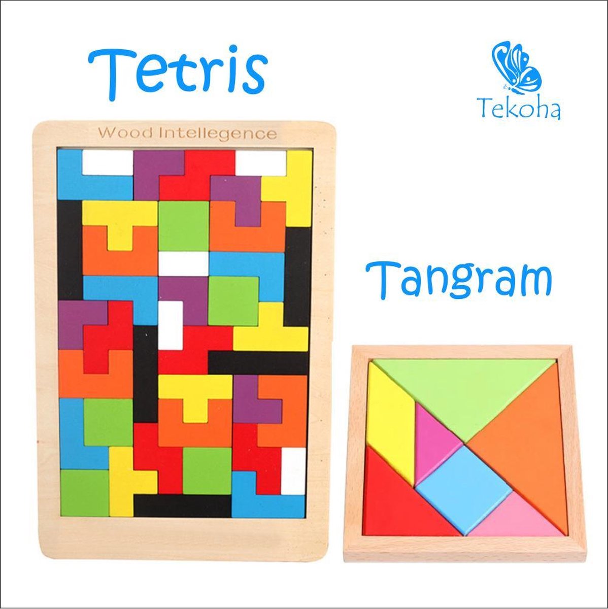 Set 2 Educatief speelgoed Houten Montessori Tetris Tangram