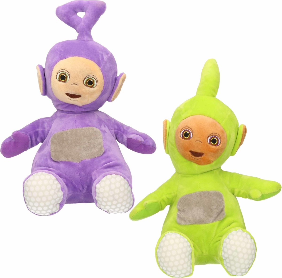 Set van 2x pluche Teletubbies speelgoed knuffels Tinky Winky en Dipsy 34 cm