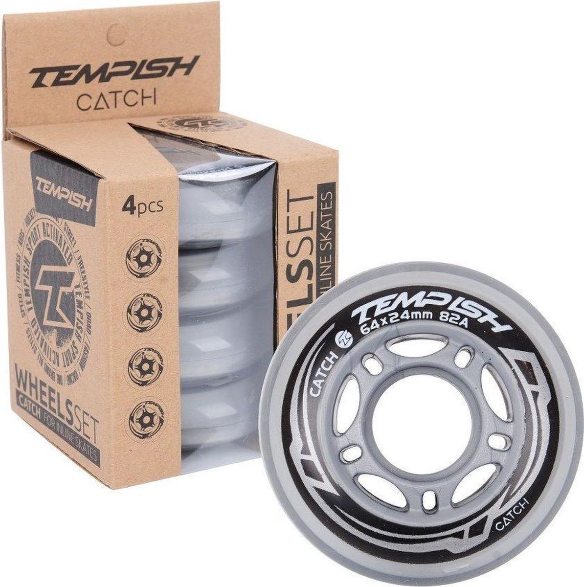 Tempish Skatewielen Catch 64 Mm / 82a Pu Grijs 4 Stuks