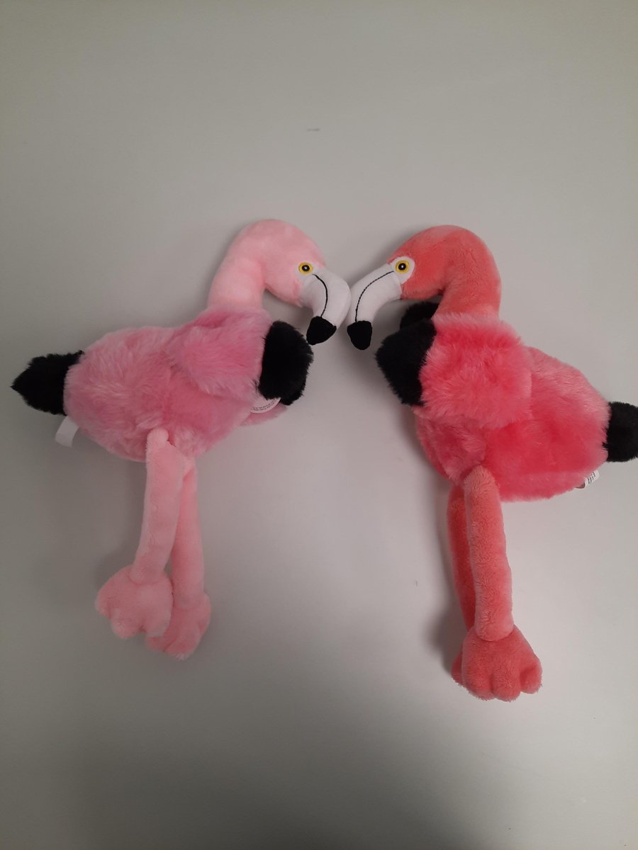 Flamingo knuffel roze set van 2