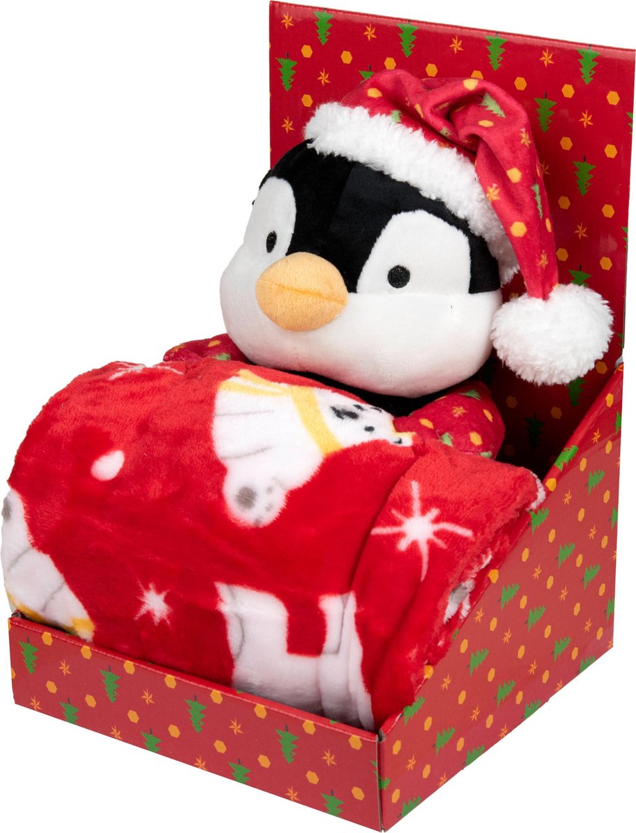 Knuffel pinguïn met deken -  Kerst - knuffeldoekje - dekentje - Kinderen