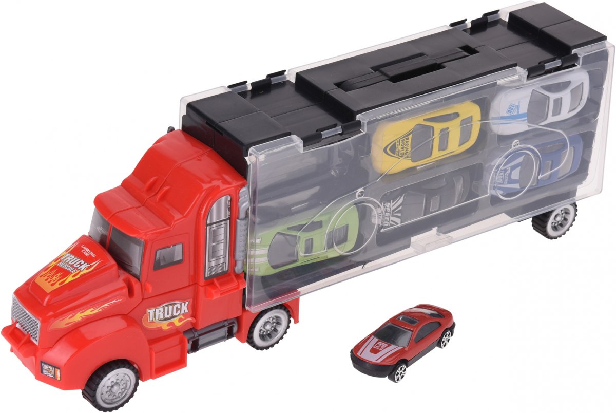 Tender Toys Autotransporter Rood 33 Cm