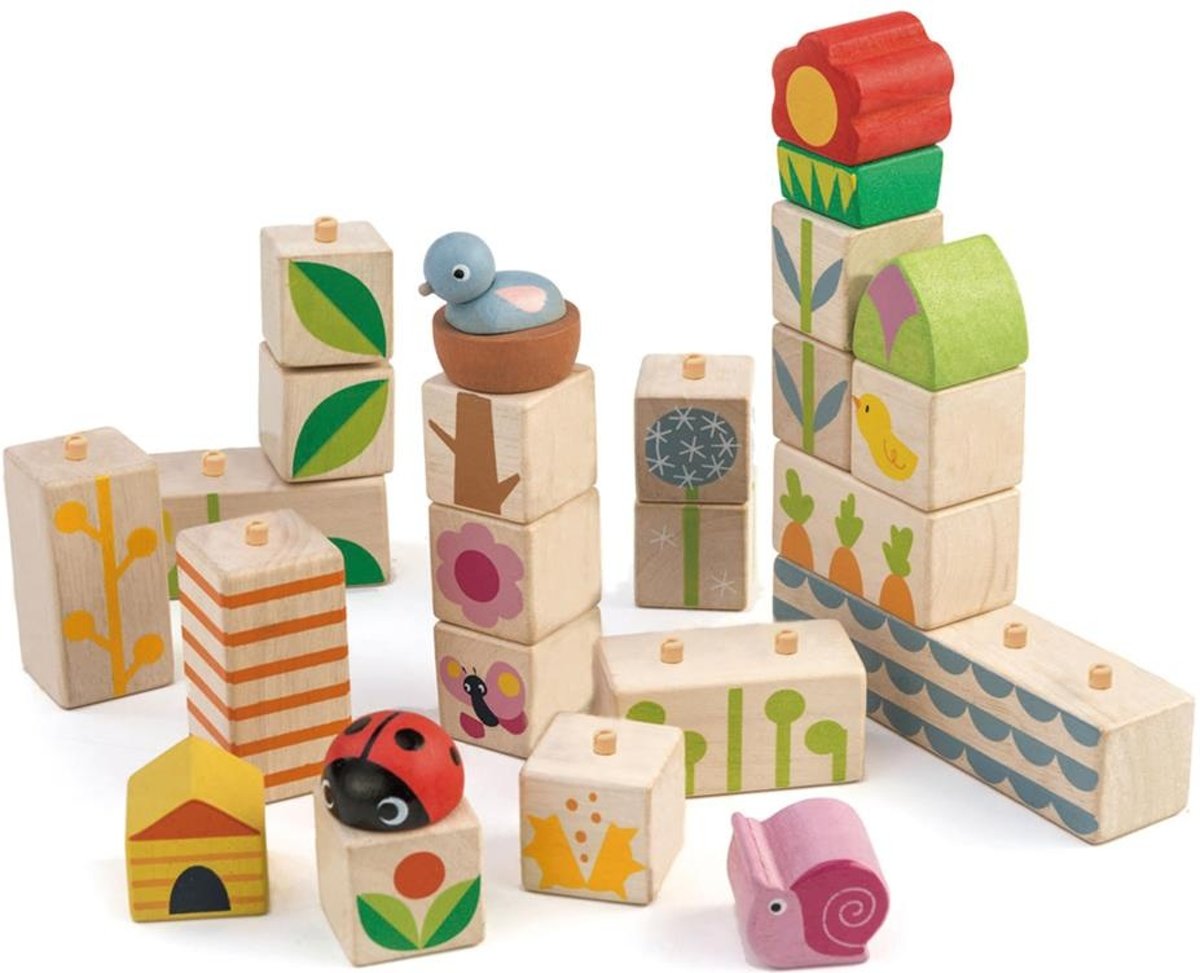 Tender Toys Blokken Tuin Hout Junior 12 X 3 X 3,6 Cm