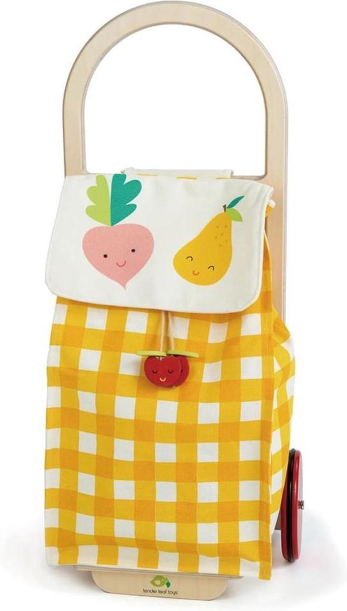 Tender Toys Boodschappentrolley Geel/wit Junior 29 X 24 X 63 Cm