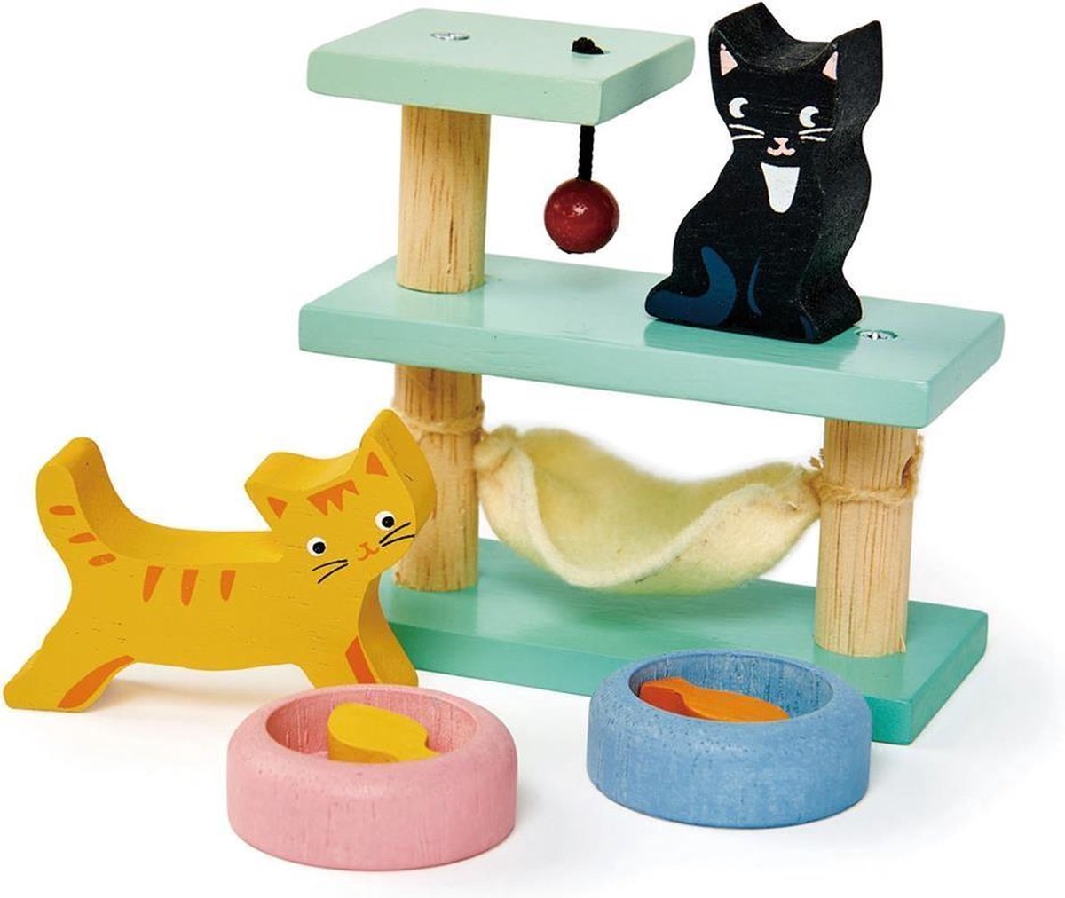 Tender Toys Huisdierenset Katten Hout 7-delig