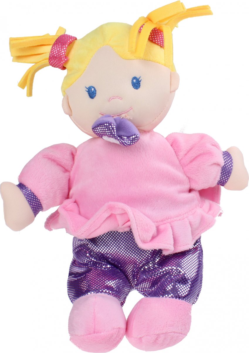 Tender Toys Knuffel Baby Doll 28 Cm Roze/paars