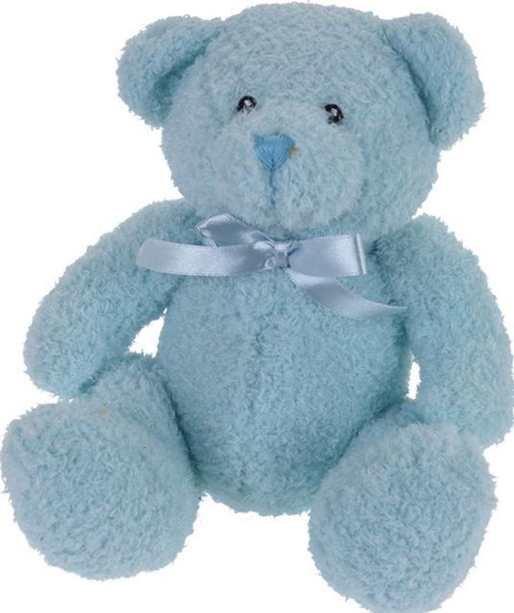 Tender Toys Knuffelbeer Met Strik 17 Cm Blauw