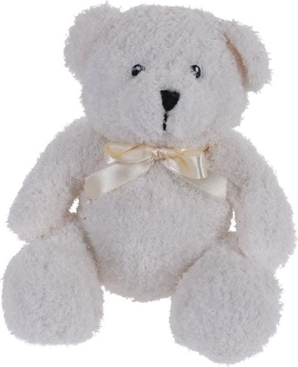 Tender Toys Knuffelbeer Met Strik 17 Cm Wit