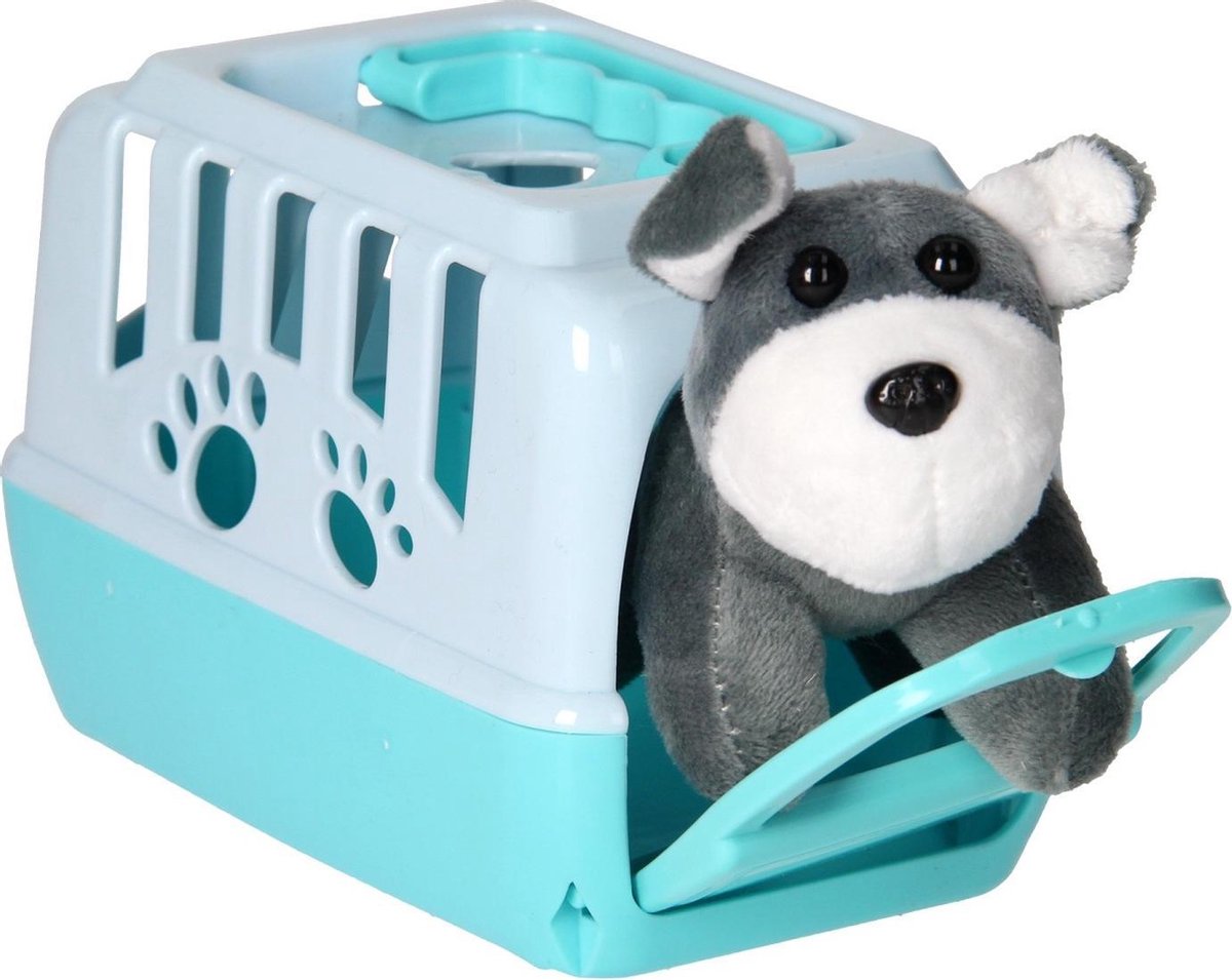 Tender Toys Knuffelhond In Mandje Junior 15 Cm Pluche/pp Blauw