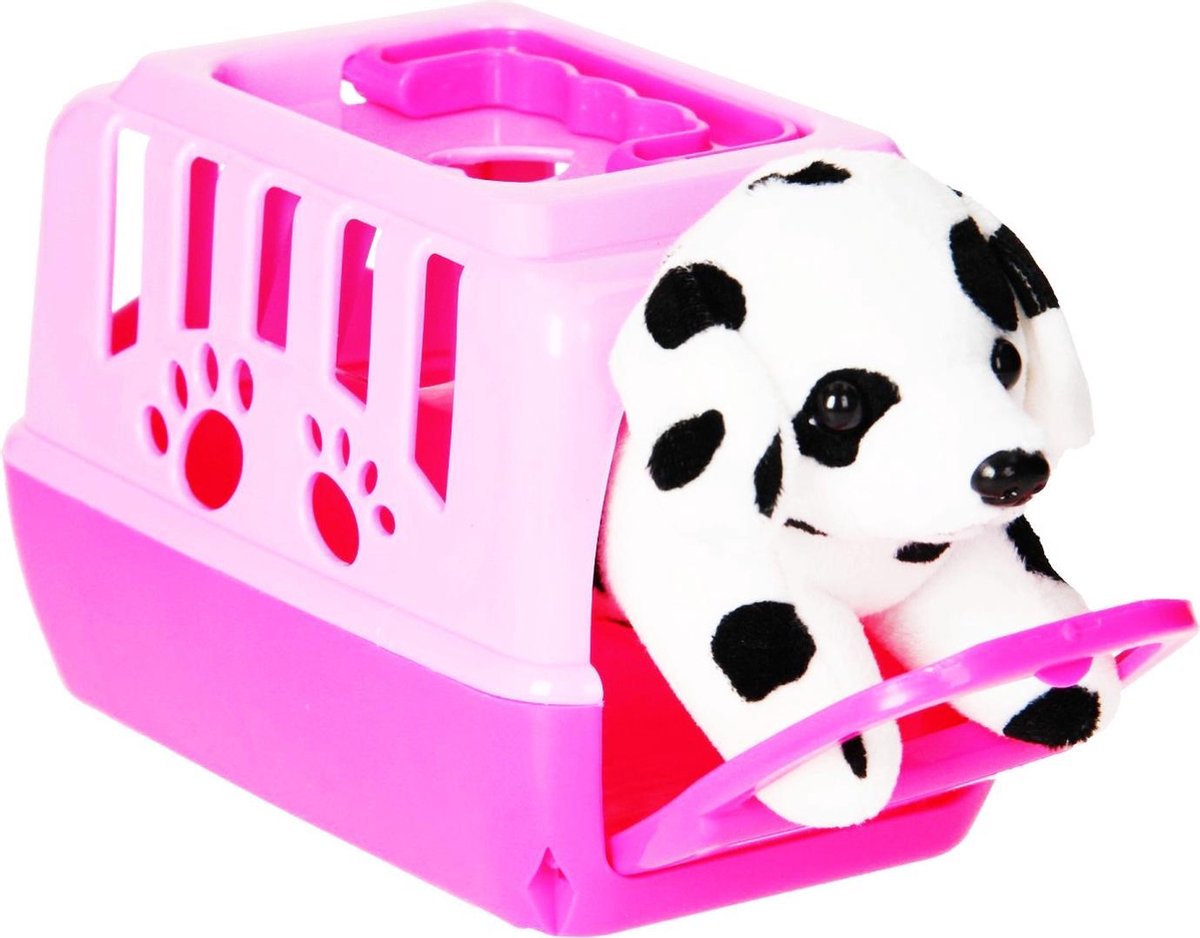 Tender Toys Knuffelhond In Mandje Junior 15 Cm Pluche/pp Roze