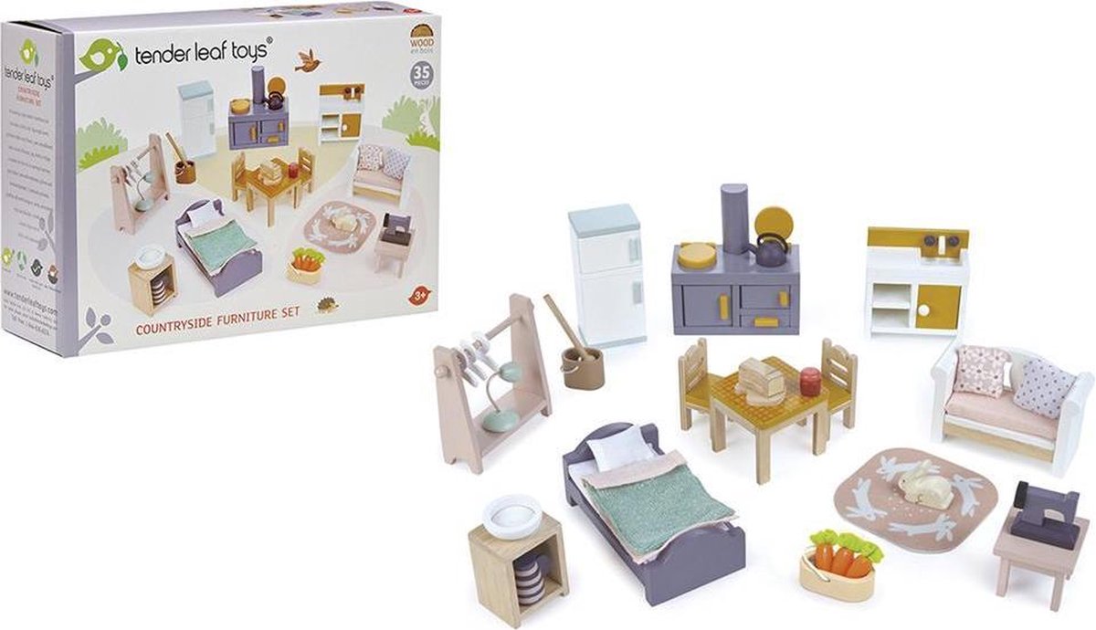 Tender Toys Meubelset Poppenhuis Landelijk 35-delig